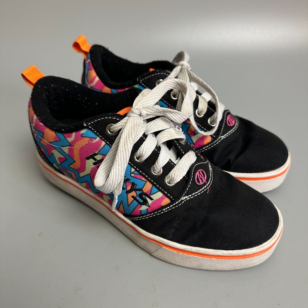 Heelys Roller Shoes Black Multi Color Geometric Skate Sneakers Girls Size 4